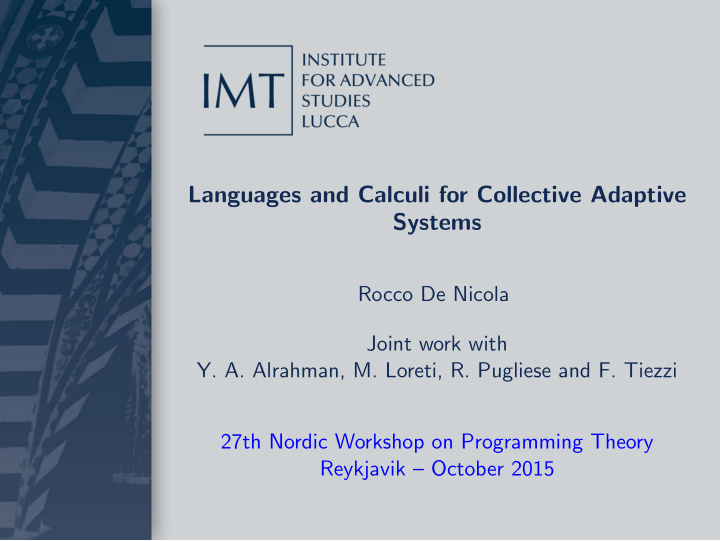 languages and calculi for collective adaptive systems