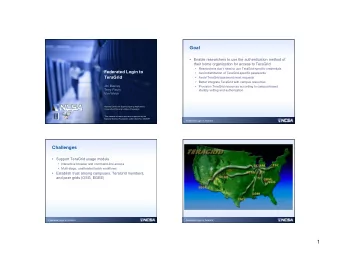 1  TeraGrid Allocations  TeraGrid Single Sign-On  Resources allocated by peer review  TeraGrid