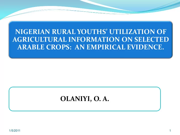 arable crops an empirical evidence