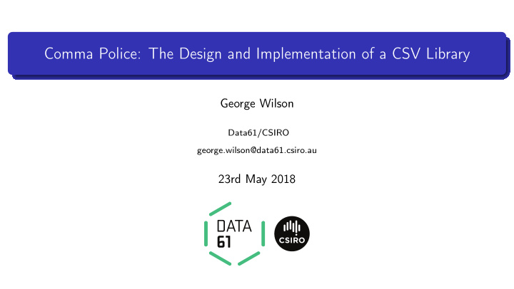 comma police the design and implementation of a csv