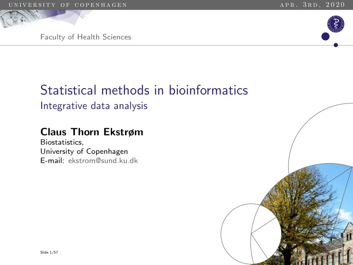 statistical methods in bioinformatics