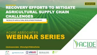 WEBINAR SERIES  @acioeassociates #AcioeAgricWebinarSeries  ADVIS  ISOR  ORY | GOVERN  VERNMENT