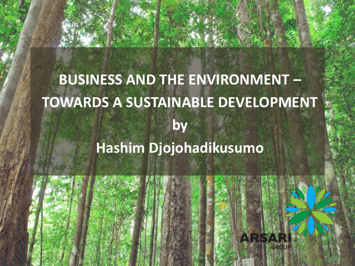 towards a sustainable development by hashim