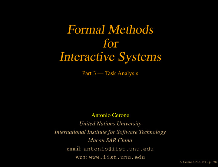 formal methods for interactive systems