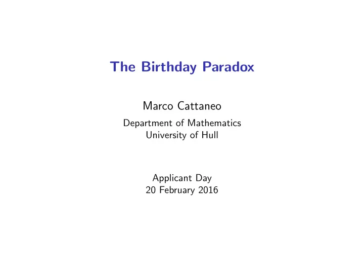 the birthday paradox