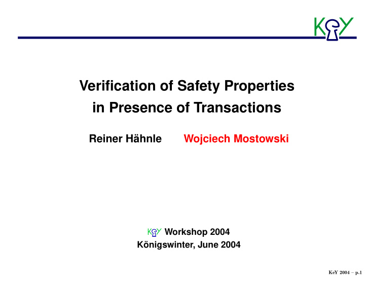 verification of safety properties in presence of