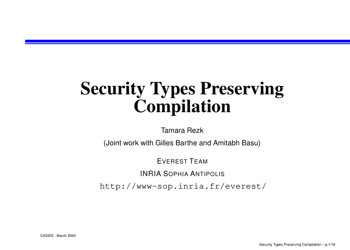 security types preserving compilation