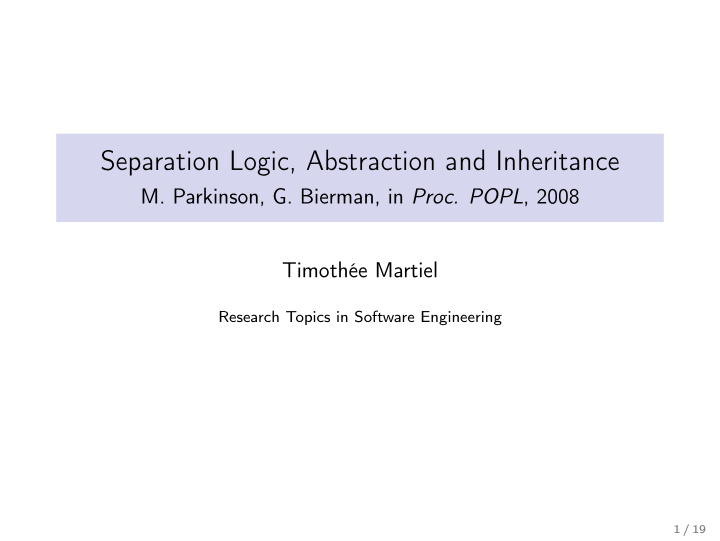 separation logic abstraction and inheritance