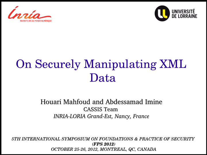 on securely manipulating xml data