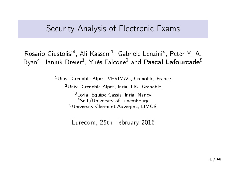 security analysis of electronic exams