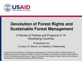 Devolution of Forest Rights and  Sustainable Forest Management  A Review of Policies and Programs