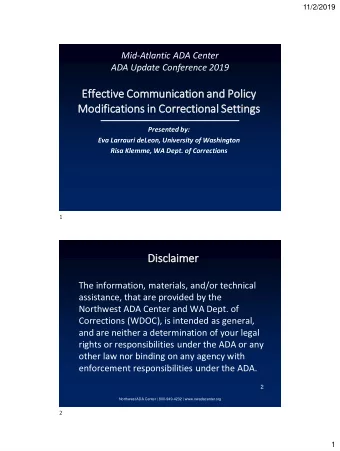 Disc  sclai  aimer  er  The information, materials, and/or technical  assistance, that are provided