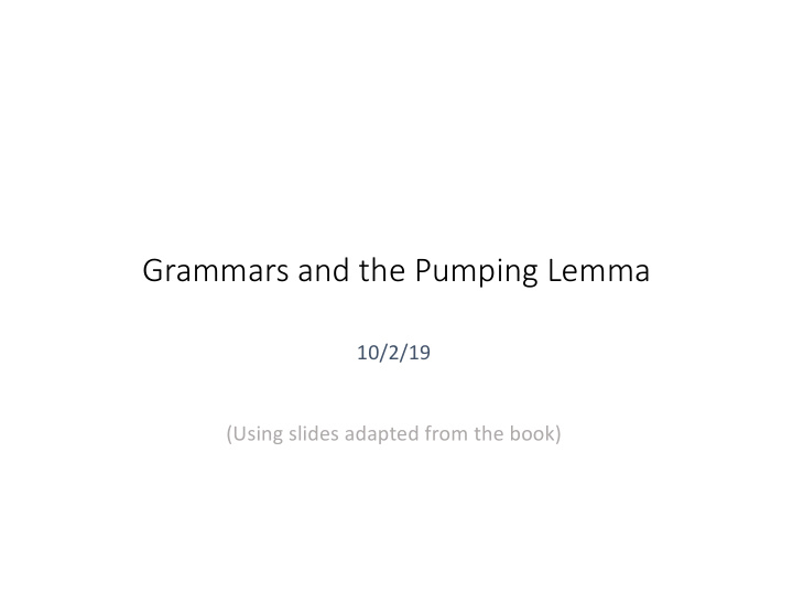 grammars and the pumping lemma