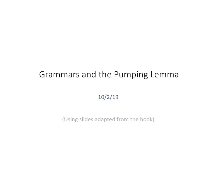 grammars and the pumping lemma