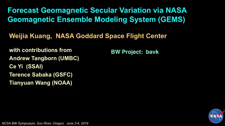 forecast geomagnetic secular variation via nasa