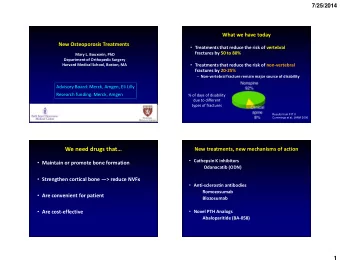 We need drugs that  New treatments, new mechanisms of action  Cathepsin K inhibitors