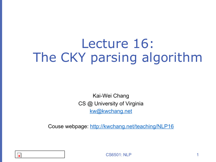 lecture 16 the cky parsing algorithm