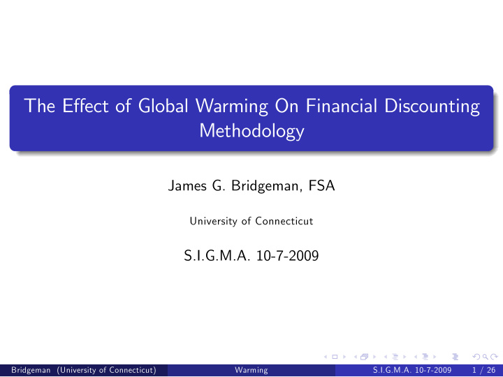 the e ect of global warming on financial discounting