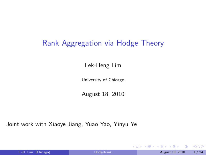 rank aggregation via hodge theory