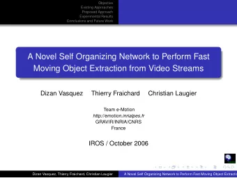 A Novel Self Organizing Network to Perform Fast  Moving Object Extraction from Video Streams  Dizan