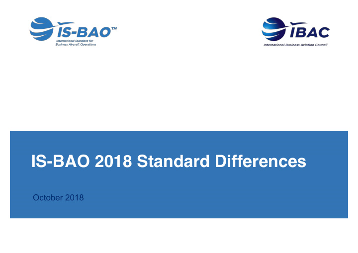 is bao 2018 standard differences
