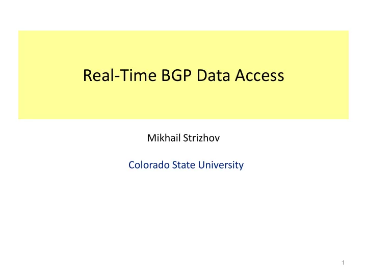 real time bgp data access