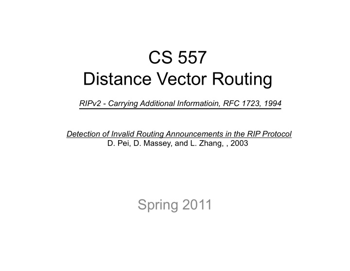 cs 557 distance vector routing