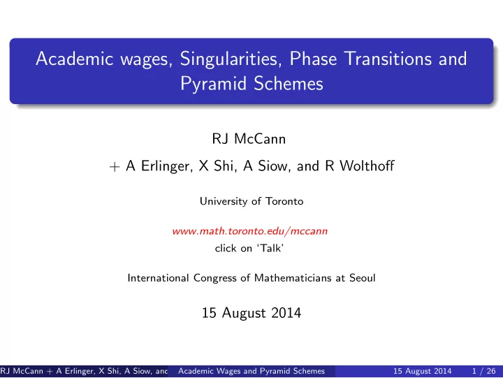 academic wages singularities phase transitions and