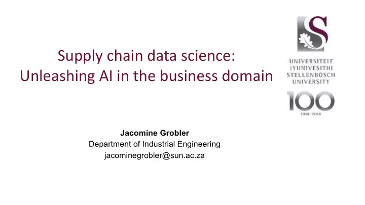 supply chain data science unleashing ai in the business