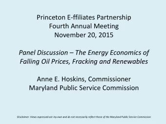 Princeton E-ffiliates Partnership  Fourth Annual Meeting  November 20, 2015  Panel Discussion