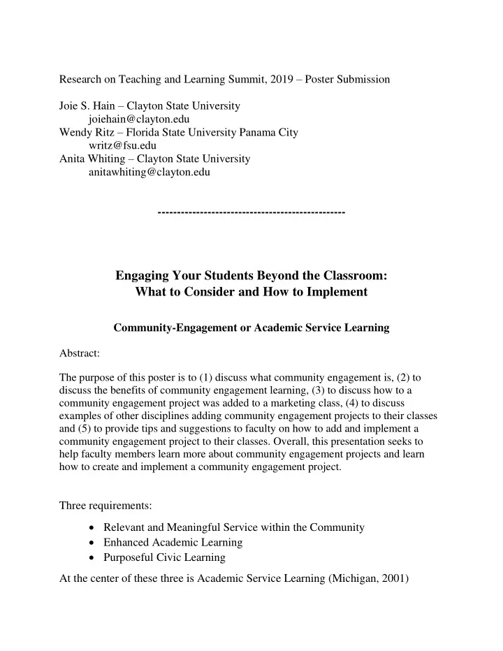 engaging your students beyond the classroom
