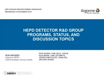 HEPD DETECTOR R&amp;D GROUP  PROGRAMS, STATUS, AND  DISCUSSION TOPICS  PETE BARRY, TOM CECIL, STEVE