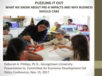 PUZZLING IT OUT  WHAT WE KNOW ABOUT PRE-K IMPACTS AND WHY BUSINESS  SHOULD CARE  Deborah A.