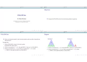 Objectives  FOLLOW Sets  Dr. Mattox Beckman  Compute the FOLLOW sets for the nonterminal symbols