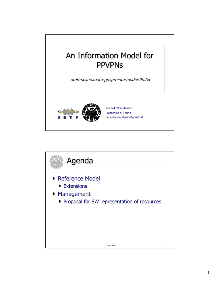 an information model for an information model for ppvpns