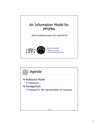 An Information Model for  An Information Model for  PPVPNs  PPVPNs