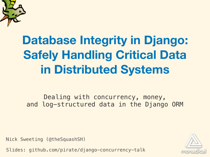 database integrity in django safely handling critical