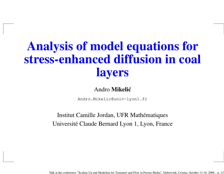 analysis of model equations for stress enhanced diffusion