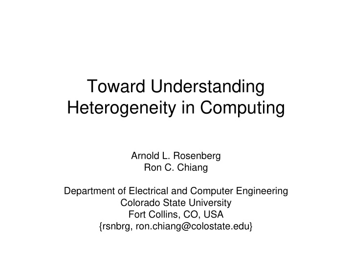 toward understanding heterogeneity in computing