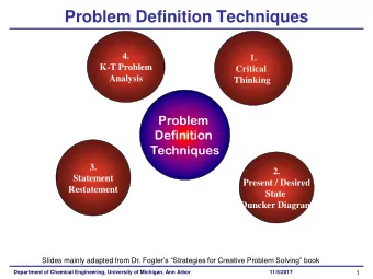 Problem Definition Techniques  4.  1.  K-T Problem  Critical  Analysis  Thinking  Problem