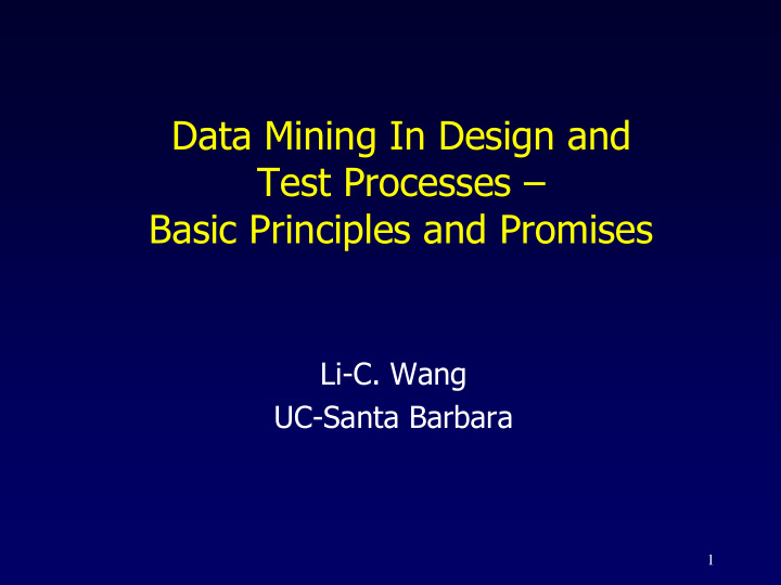 data mining in design and test processes basic principles