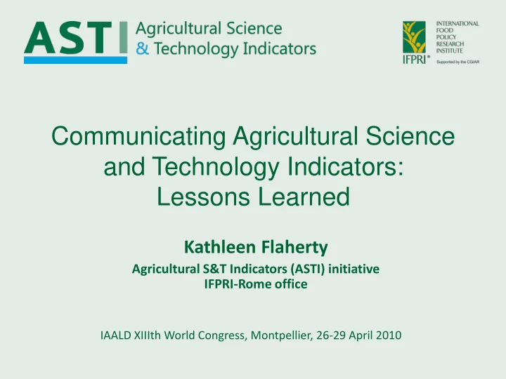 and technology indicators