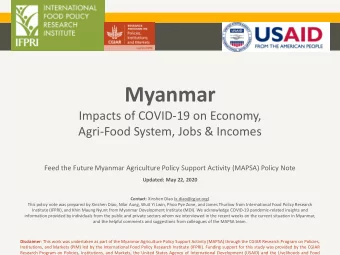 Myanmar  Impacts of COVID-19 on Economy,  Agri-Food System, Jobs &amp; Incomes  Feed the Future