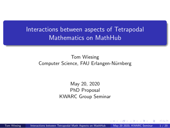 interactions between aspects of tetrapodal mathematics on
