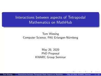 Interactions between aspects of Tetrapodal  Mathematics on MathHub  Tom Wiesing  Computer Science,