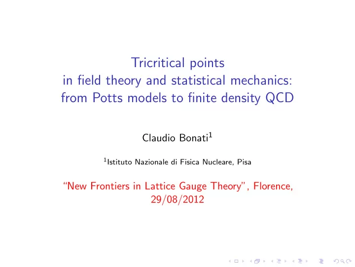 tricritical points in field theory and statistical