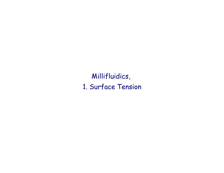 millifluidics 1 surface tension shape of droplets by dr