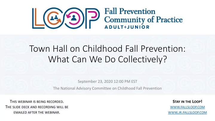town hall on childhood fall prevention what can we do