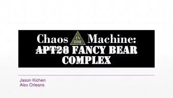 Chaos      Machine:  AP  APT28  T28 FA  FANCY  NCY BEA  BEAR  R  Co  Comp  mplex  lex  Jason Kichen