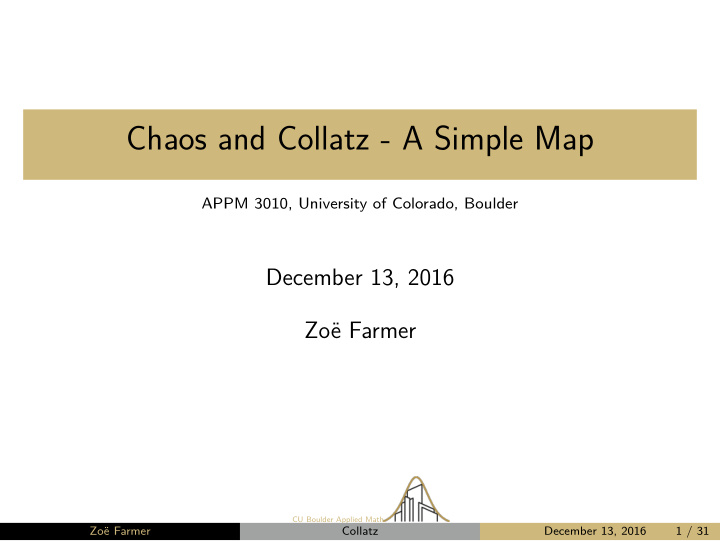 chaos and collatz a simple map